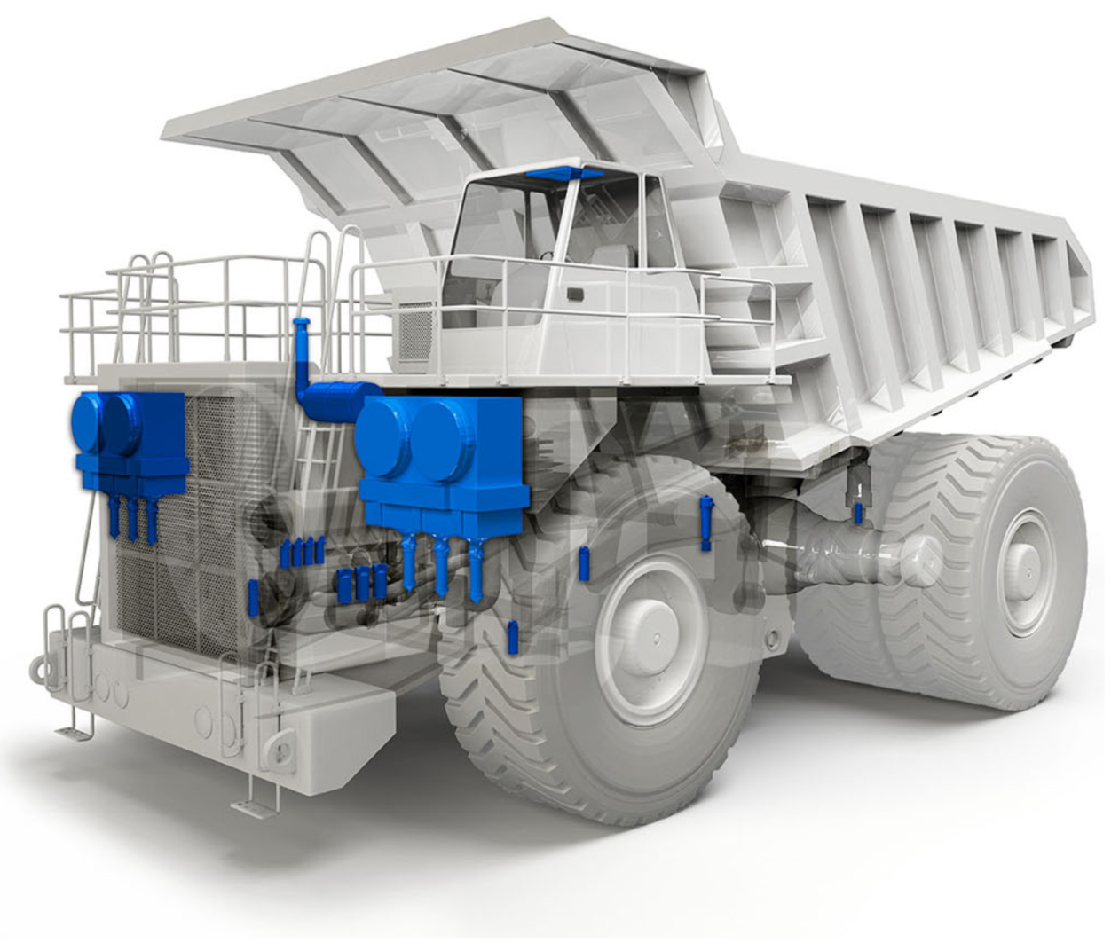 Filtration system on heavy mining truck